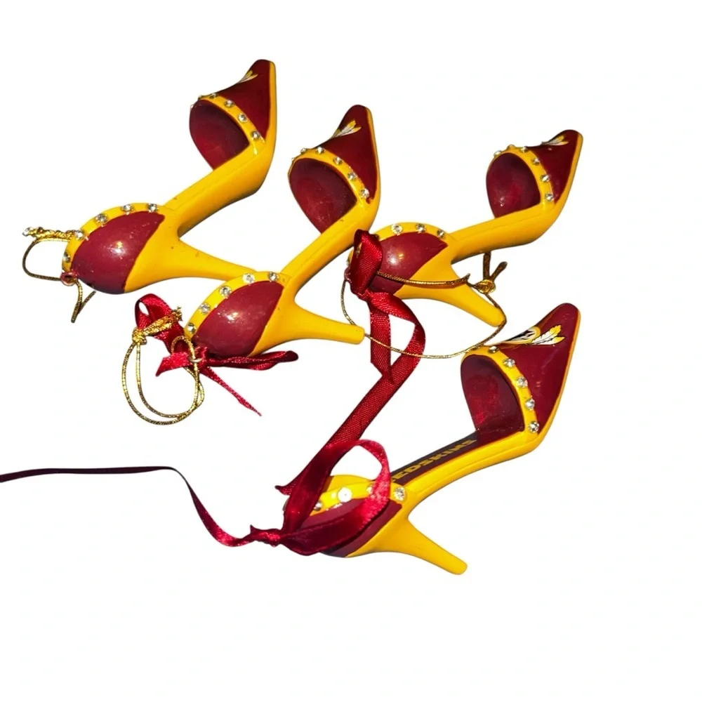 Washington commanders redskins lot of 4 mini high heel shoes Christmas ornaments